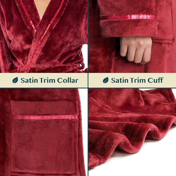 Fleece Robe For Women, Plush Warm‎ Bathrobe Womens, Fluffy Soft Spa Long Robe - Picture 4 of 7